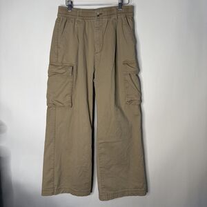 Old Navy Cargo Wide Leg Pants Tan Comfort Waistband High Rise Pull On Women M
